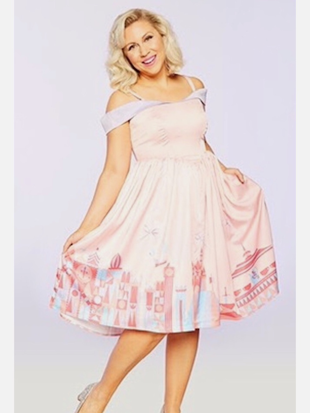 DISNEY- The Dress Shop- Pink Castle-Print Fit & Flare Dress - Picture 3 of 12
